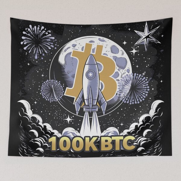 Item preview, Bitcoin reaching 100k and going beyond, bitcoin crypto designed and sold by NoetherSym.