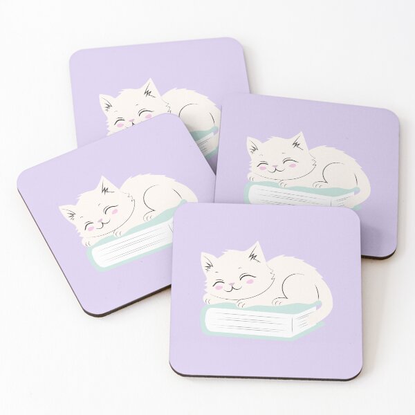 Item preview, White cat and book designed and sold by dora decors.