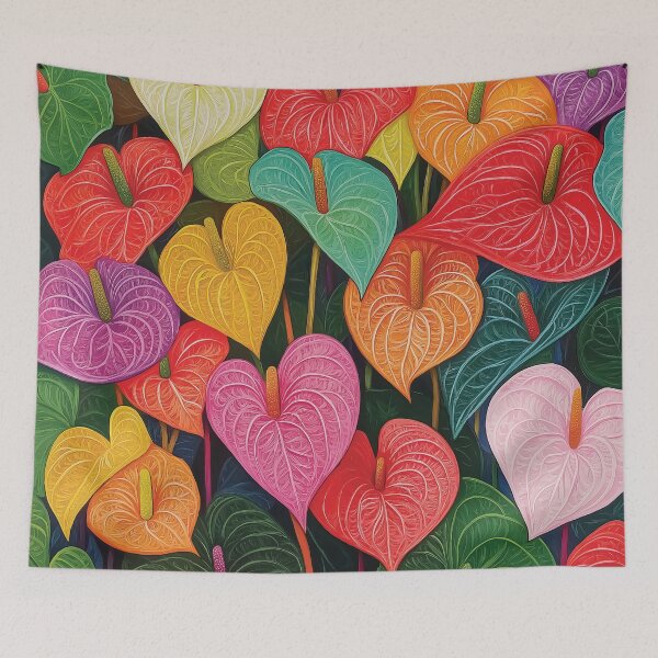 Item preview, A vivid and stylized design of Anthurium flowers. designed and sold by HEMRO.