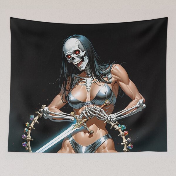 Item preview, Dark Warrior woman of Bones cool Fantasy art illustration designed and sold by Vintage Designs +.