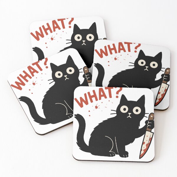 Item preview, Funny Murderous Cat Holding Knife - Black Cat  designed and sold by FarieArt.