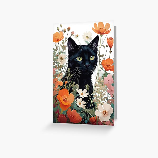 Black cat paint Greeting Card