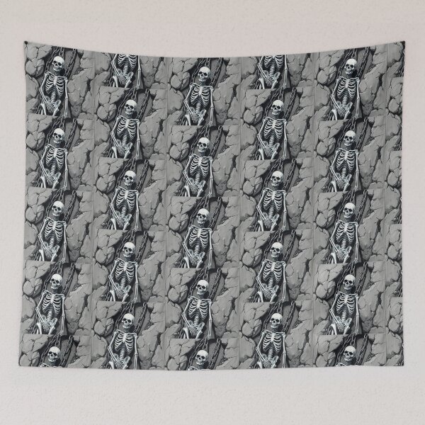 Item preview, Lonely skeleton on a rock designed and sold by Vintage Designs +.