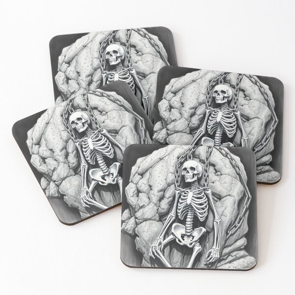Item preview, Lonely skeleton on a rock designed and sold by Vintage Designs +.