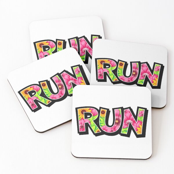 Item preview, Run - A retro flower, floral and roses motivational gym fitness saying  designed and sold by SkeletonsDanger.