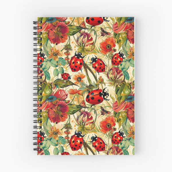 Item preview, Bold Ladybugs and Wildflowers Vintage Print designed and sold by FolkloreShoppe.