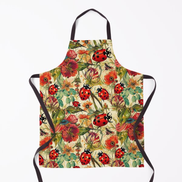 Item preview, Bold Ladybugs and Wildflowers Vintage Print designed and sold by FolkloreShoppe.