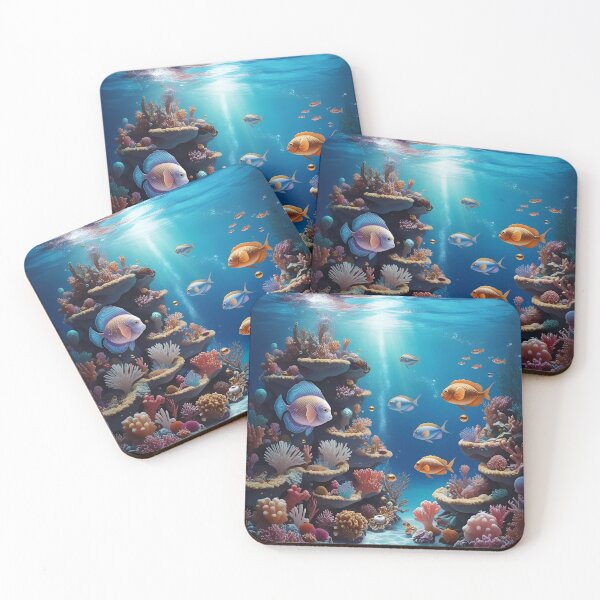 Artikelvorschau, Lebendige Unterwasser-Korallenriff-Szene mit tropischen Fischen Kunstdruck entworfen und verkauft von RainnzStickerz.