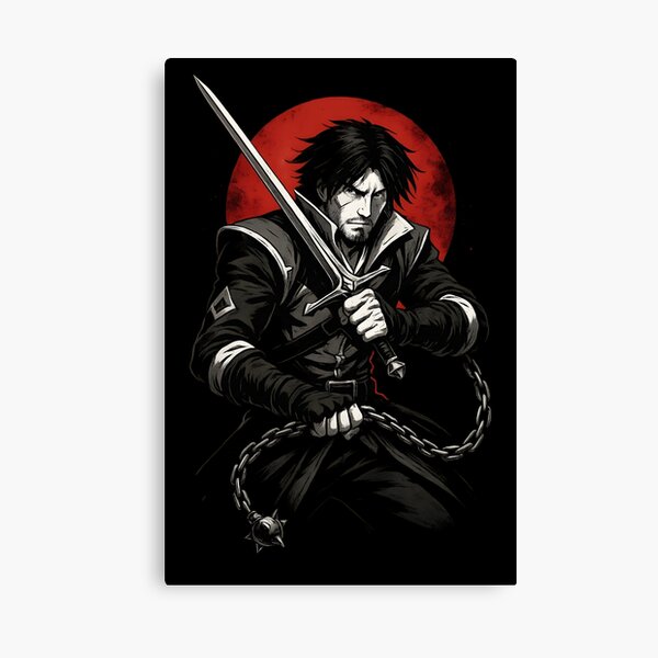 Aperçu de l'œuvre T-shirt Castlevania Netflix Fanart – Trevor Belmont noir | T-shirt graphique Vampire Hunter créée et vendue par WAUZ.
