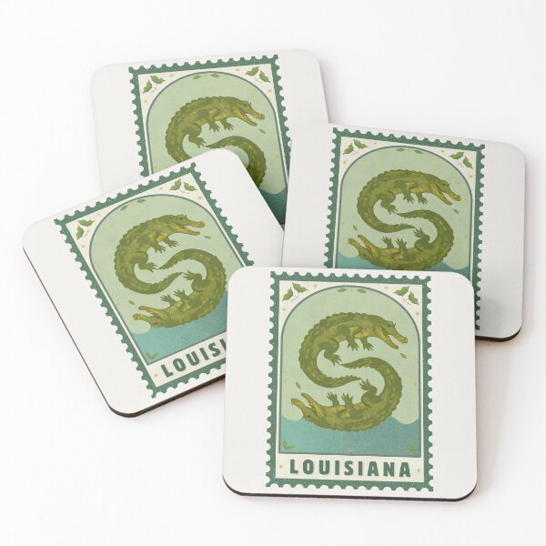 Item preview, Louisiana Alligator Gator Retro Bayou Stamp Poster designed and sold by arowh.