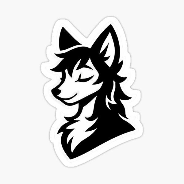Cute Furry Femboy Fox Black and White Art Sticker