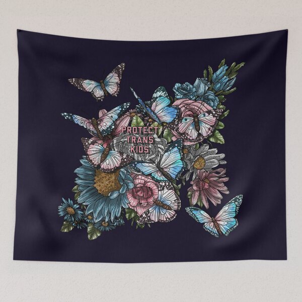 Item preview, Protect Trans Kids Butterflies and Flowers designed and sold by Art by Veya.