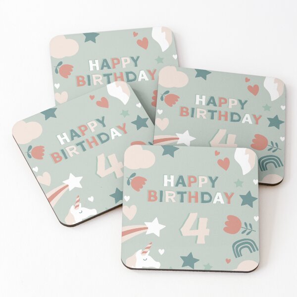 Item preview, Unicorn Birthday Card Age 4 Year Old designed and sold by mintandmabel.