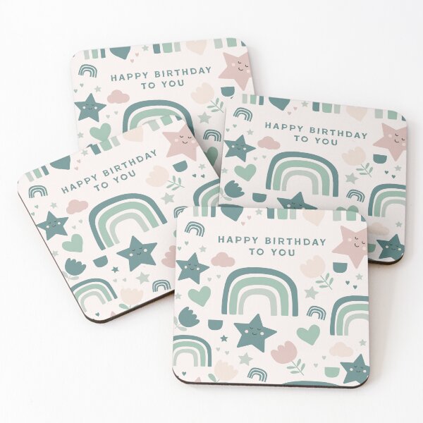 Item preview, Happy Birthday Rainbow Stars Flowers Card designed and sold by mintandmabel.