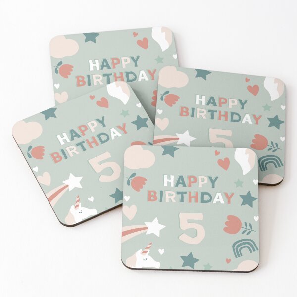 Item preview, Unicorn Birthday Card Age 5 Year Old designed and sold by mintandmabel.