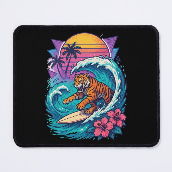 Item preview, Tiger Surfing Wave Summer Retro designed and sold by TomFrontierArt.