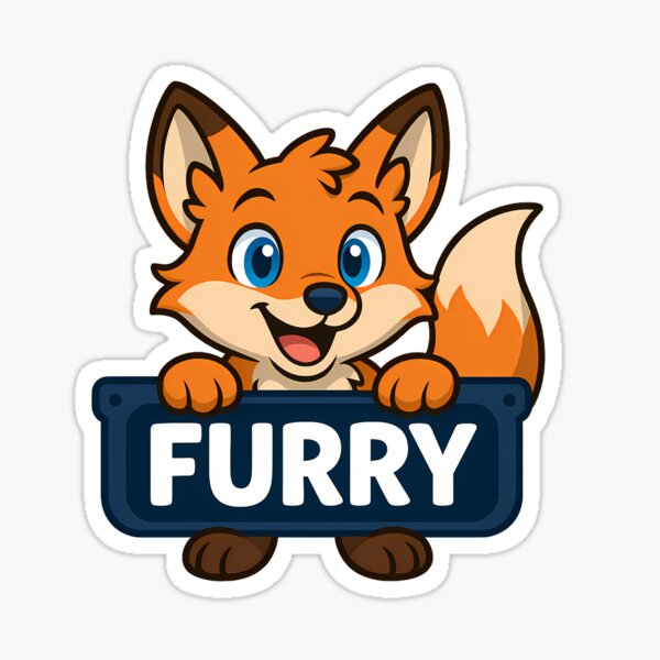 Anthro Furry Sign Cute Fox Pup Fursona Art Sticker