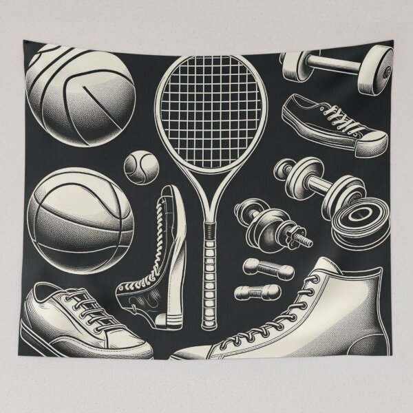 Item preview, AI Art: Black & White Vintage Sports Equipment Design – Retro Athletic Style for Oldschool Clothing & Accessories designed and sold by knalpot-design.