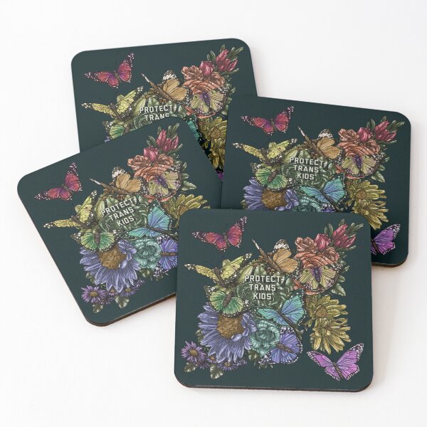 Item preview, Protect Trans Kids Butterflies and Flowers Rainbow designed and sold by Art by Veya.