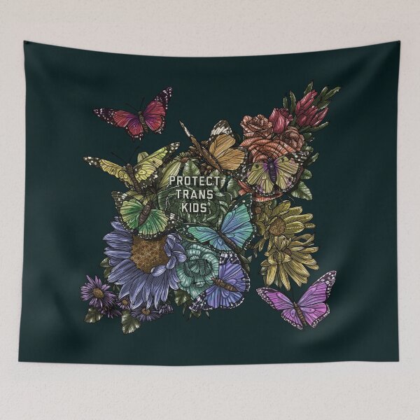 Item preview, Protect Trans Kids Butterflies and Flowers Rainbow designed and sold by Art by Veya.