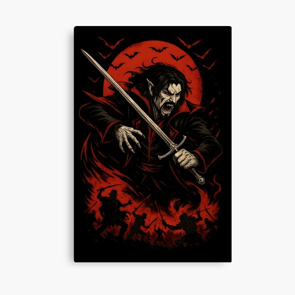 Aperçu de l'œuvre T-shirt Castlevania Netflix Fanart – Scène de bataille finale de Dracula | T-shirt Vampire Seigneur des Ténèbres créée et vendue par WAUZ.