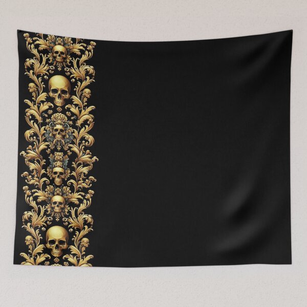 Item preview,  Black & Gold Baroque: Demonic Opulence Luxury Fashion Art Gothic Heavy Metal Haute Couture with Skull Motifs & Dark Glamour, t-shirt dress clothing. BJJ designed and sold by blackdoggdesign.