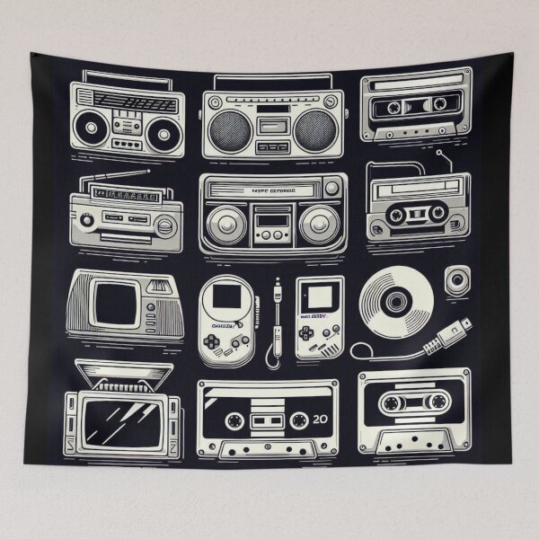 Item preview, AI Art: Oldschool Electronics Collection in Black & White Vector Style – Retro Tech Design for Vintage Lovers designed and sold by knalpot-design.