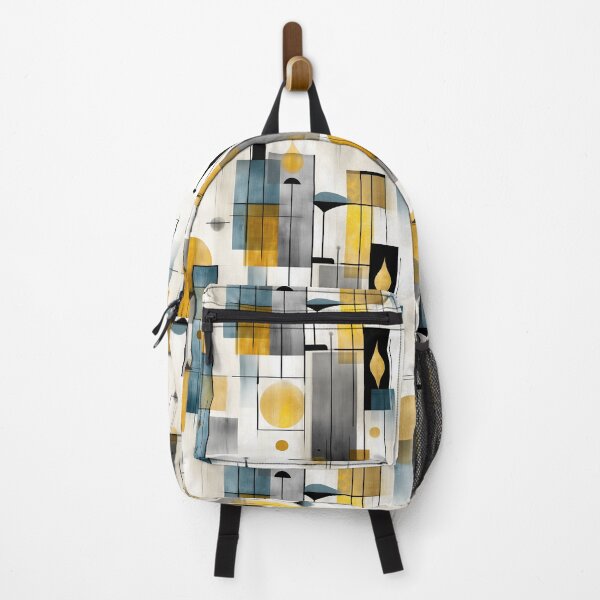 Item preview, Abstract Geometric Symphony – Seamless Pattern with Vertical Lines and Bold Shapes in Gold and Teal designed and sold by Moisky Patterns.