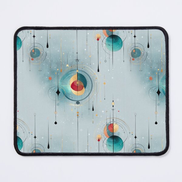 Item preview, Celestial Geometric Seamless Pattern with Orbital Motifs and Stellar Accents in Aqua Blue and Warm Hues designed and sold by Moisky Patterns.