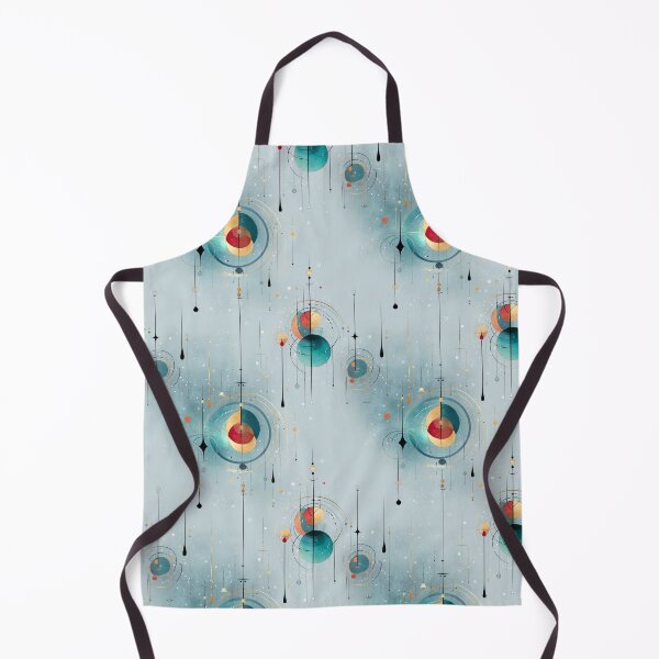 Item preview, Celestial Geometric Seamless Pattern with Orbital Motifs and Stellar Accents in Aqua Blue and Warm Hues designed and sold by Moisky Patterns.