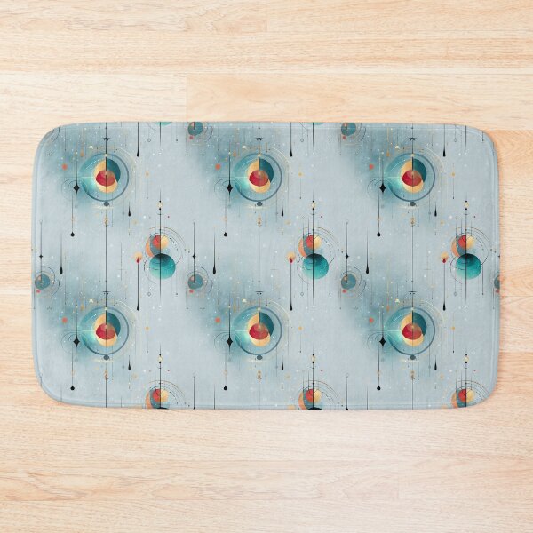 Item preview, Celestial Geometric Seamless Pattern with Orbital Motifs and Stellar Accents in Aqua Blue and Warm Hues designed and sold by Moisky Patterns.
