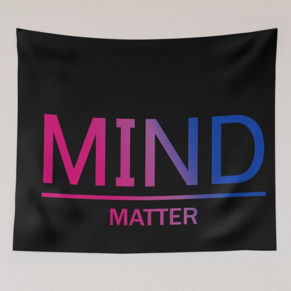 Item preview, Mind Matter, Bisexual pride flag graphic, rainbow text graphic, mental health matters, mindfulness, self love,  designed and sold by PrideBeProud.