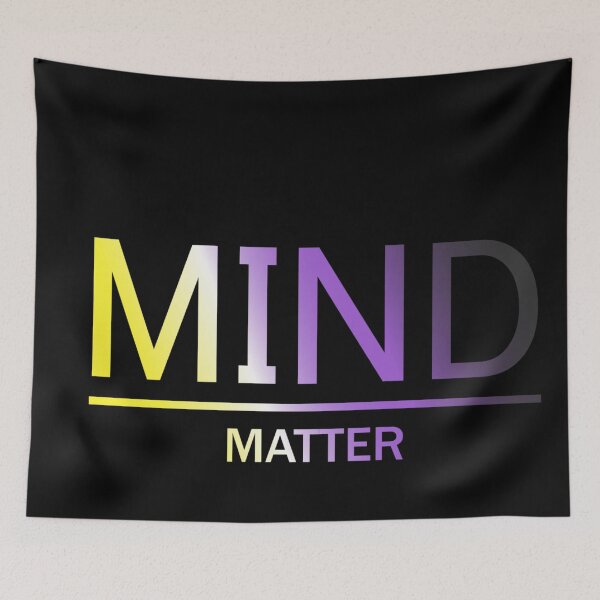 Item preview, Mind Matter, Nonbinary pride flag graphic, rainbow text graphic, mental health matters, mindfulness, self love,  designed and sold by PrideBeProud.