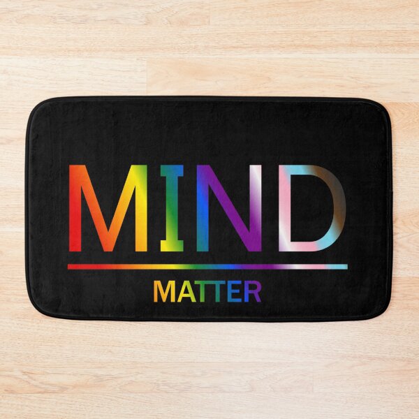 Item preview, Mind Matter, Progress pride flag graphic, rainbow text graphic, mental health matters, mindfulness, self love,  designed and sold by PrideBeProud.