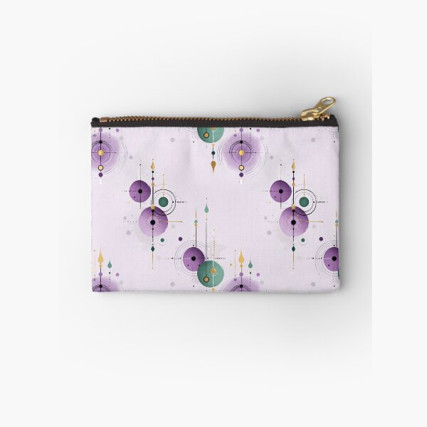 Item preview, Celestial Geometric Seamless Pattern with Purple and Green Orbital Motifs on Soft Lilac Background designed and sold by Moisky Patterns.