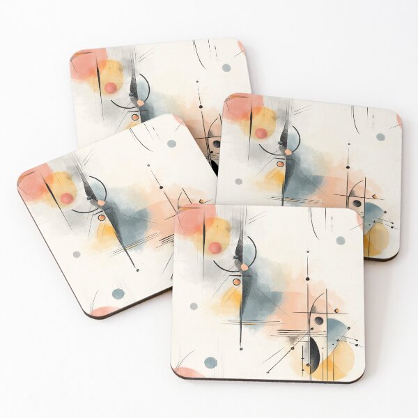 Item preview, Abstract Watercolor and Geometric Line Art Seamless Pattern in Warm Peach and Cool Blue Tones designed and sold by Moisky Patterns.