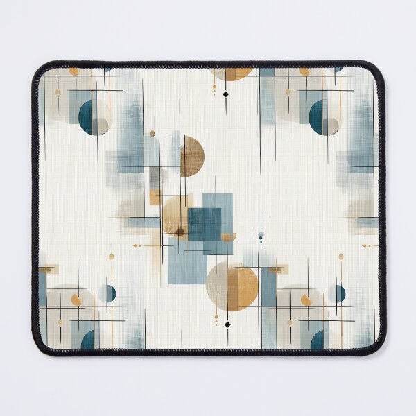 Item preview, Geometric Abstract Seamless Pattern with Textured Blue and Ochre Shapes and Linear Grid Design designed and sold by Moisky Patterns.