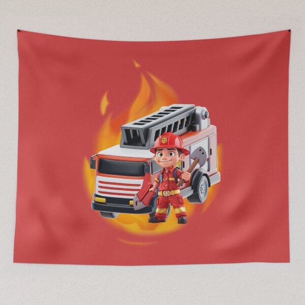 Item preview, Brave Little Firefighter with His Fire Truck designed and sold by PrintArtGraphic.