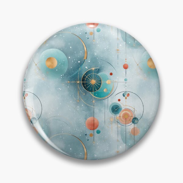Item preview, Celestial Seamless Pattern with Abstract Orbits, Golden Lines, and Nebulous Blue Background designed and sold by Moisky Patterns.