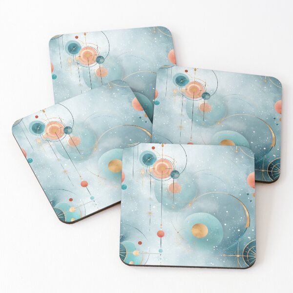 Item preview, Celestial Seamless Pattern with Abstract Orbits, Golden Lines, and Nebulous Blue Background designed and sold by Moisky Patterns.