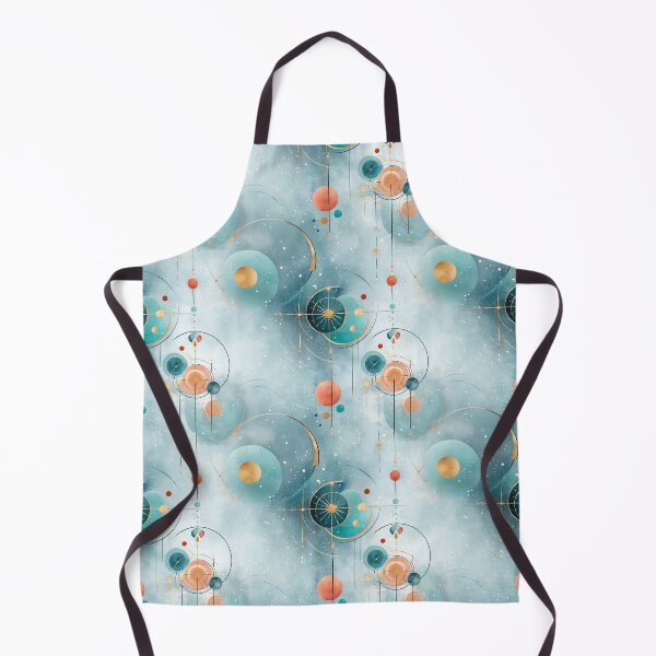 Item preview, Celestial Seamless Pattern with Abstract Orbits, Golden Lines, and Nebulous Blue Background designed and sold by Moisky Patterns.
