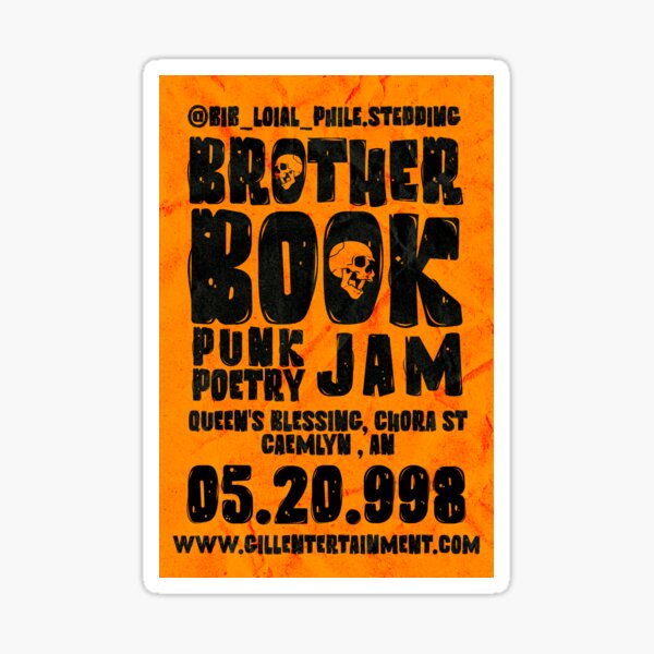 Artikel-Vorschau von Brother Book Punk Poetry Jam – Caemlyn-Event-Poster, designt und verkauft von Taveren-Tavern.