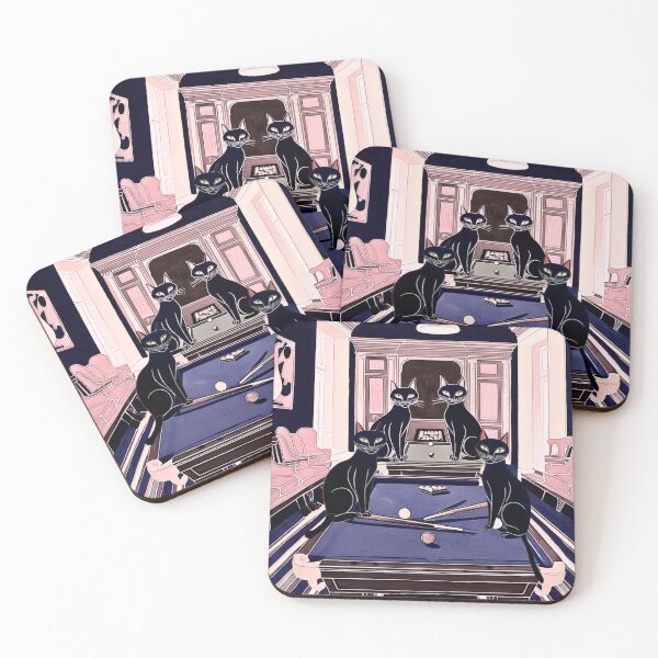 Item preview, cats playing pool designed and sold by SKULLARTISTRY.
