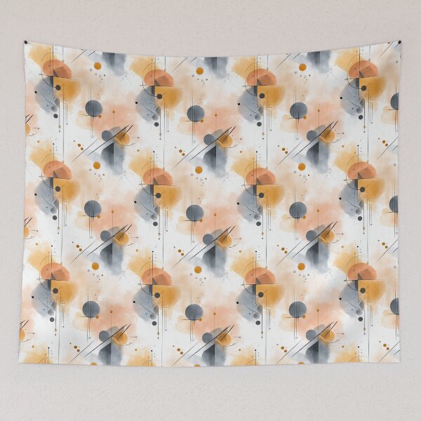 Item preview, Watercolor Abstract Geometric Seamless Pattern with Circles and Fine Lines in Earthy Tones designed and sold by Moisky Patterns.