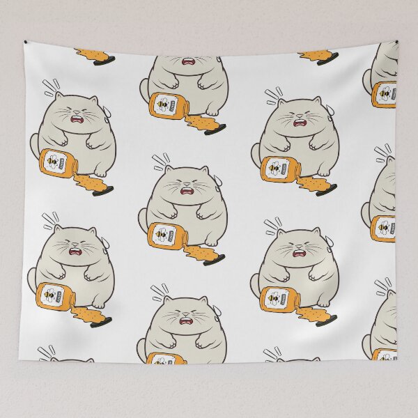 Item preview, Funny Fat Cat spilled a jar of honey designed and sold by Pet Station.