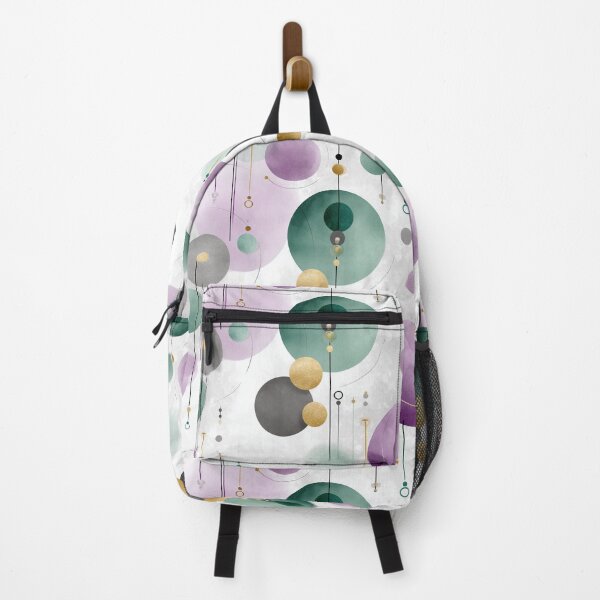 Item preview, Elegant Geometric Circles Seamless Pattern with Gold Accents in Jade and Purple Tones designed and sold by Moisky Patterns.