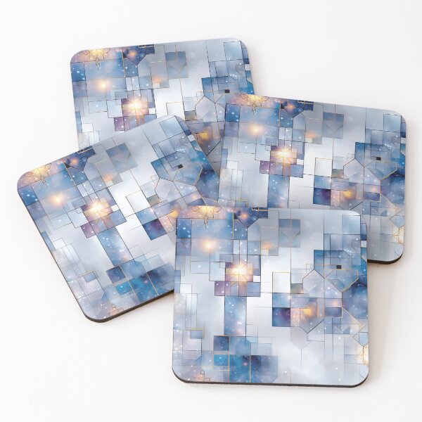Item preview, Cosmic Geometric Grid Seamless Pattern with Gold Lines and Nebula Textures designed and sold by Moisky Patterns.