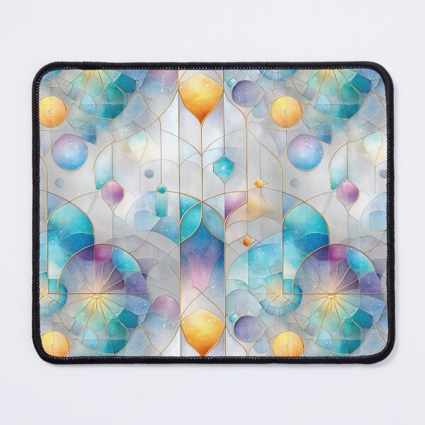Item preview, Celestial Stained Glass Seamless Pattern with Gold Lines and Dreamy Pastels designed and sold by Moisky Patterns.