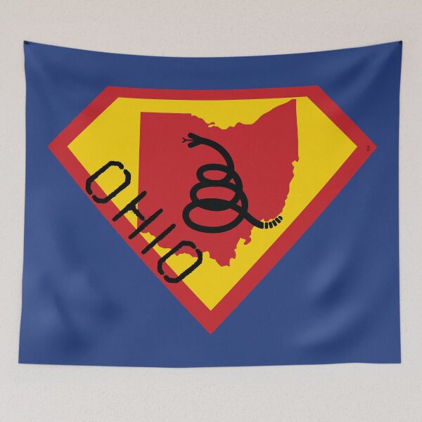 Item preview, OHIOAN SHIELD - Freedom Is The Superpower - Modern Gadsden Snake Flag - Dont Tread On Me SUPERHERO OHIO spellout design designed and sold by pelagio.