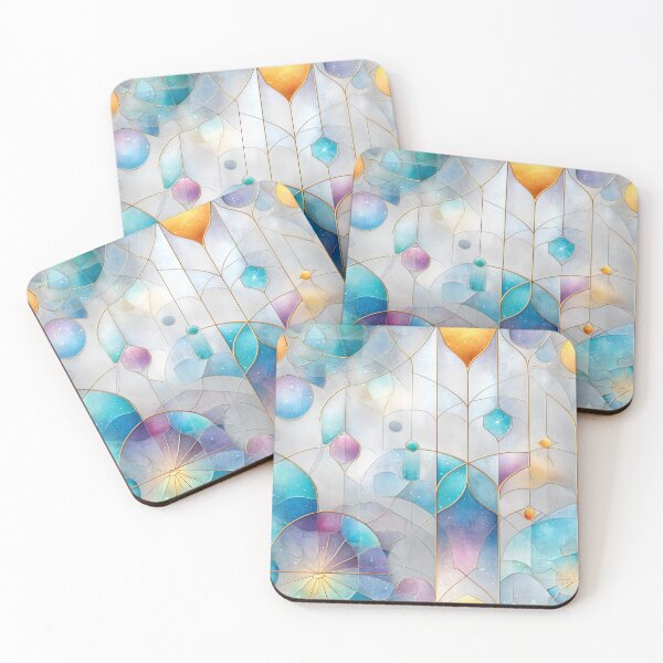 Item preview, Celestial Stained Glass Seamless Pattern with Gold Lines and Dreamy Pastels designed and sold by Moisky Patterns.